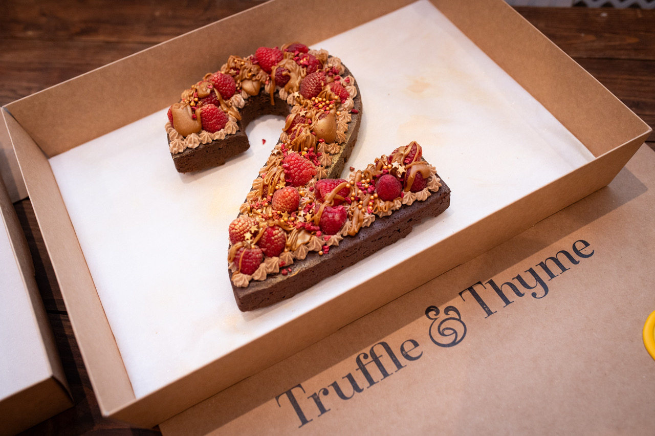 Chocolate brownie number cake